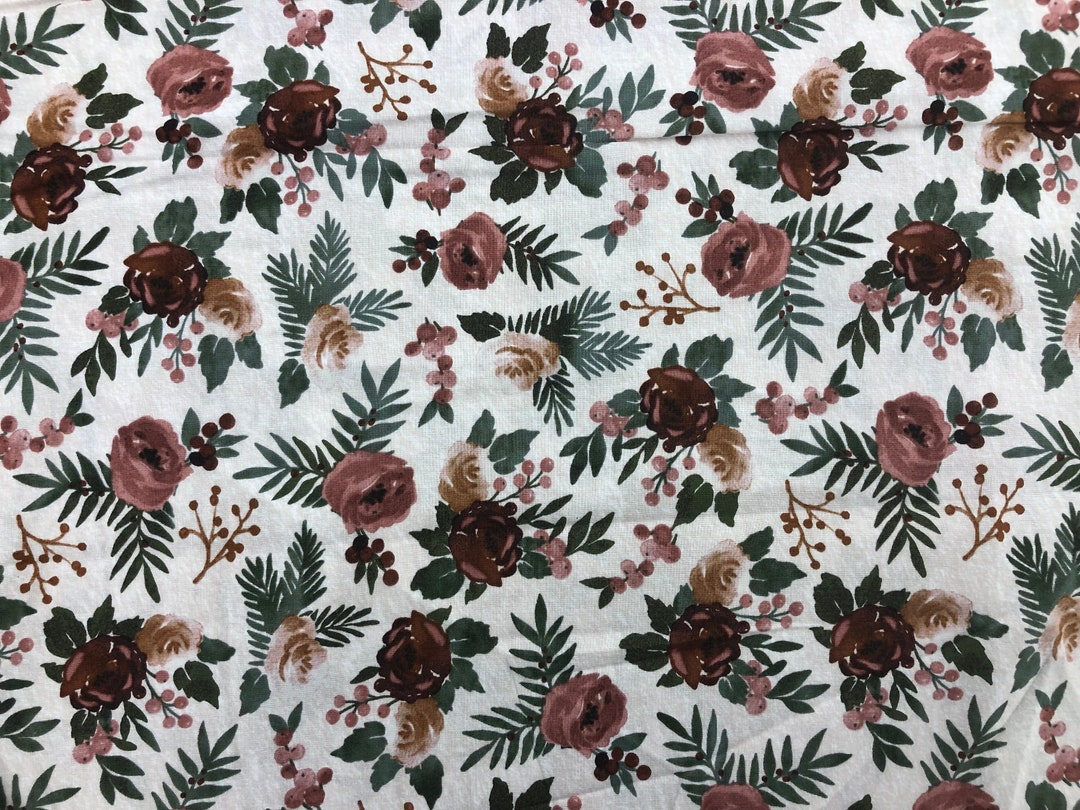 Mauve Floral Printed Cotton Fabric