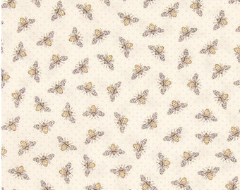Tela de algodón calico con estampado de abejas amarillas, lunares y abejorros, decoración del hogar, acolchado, tela cortada a medida.