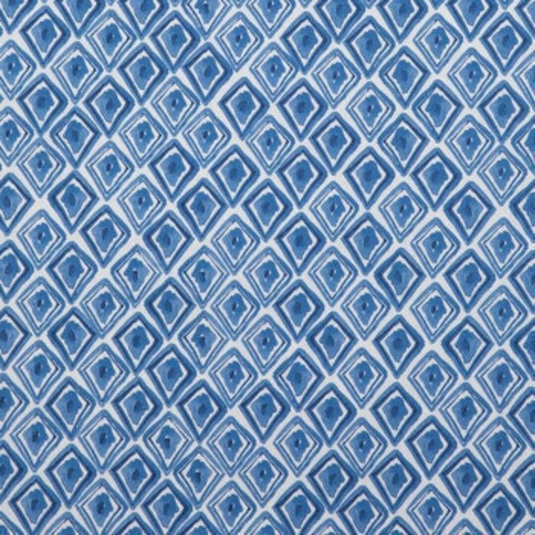 Blue & White Geometric Fabric Diamonds Fabric 100 Cotton Etsy