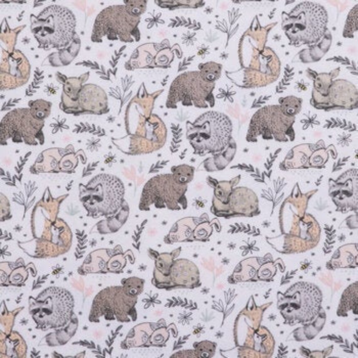 Woodland Fabric Flannel Fabric Animals fabric Nursery Etsy