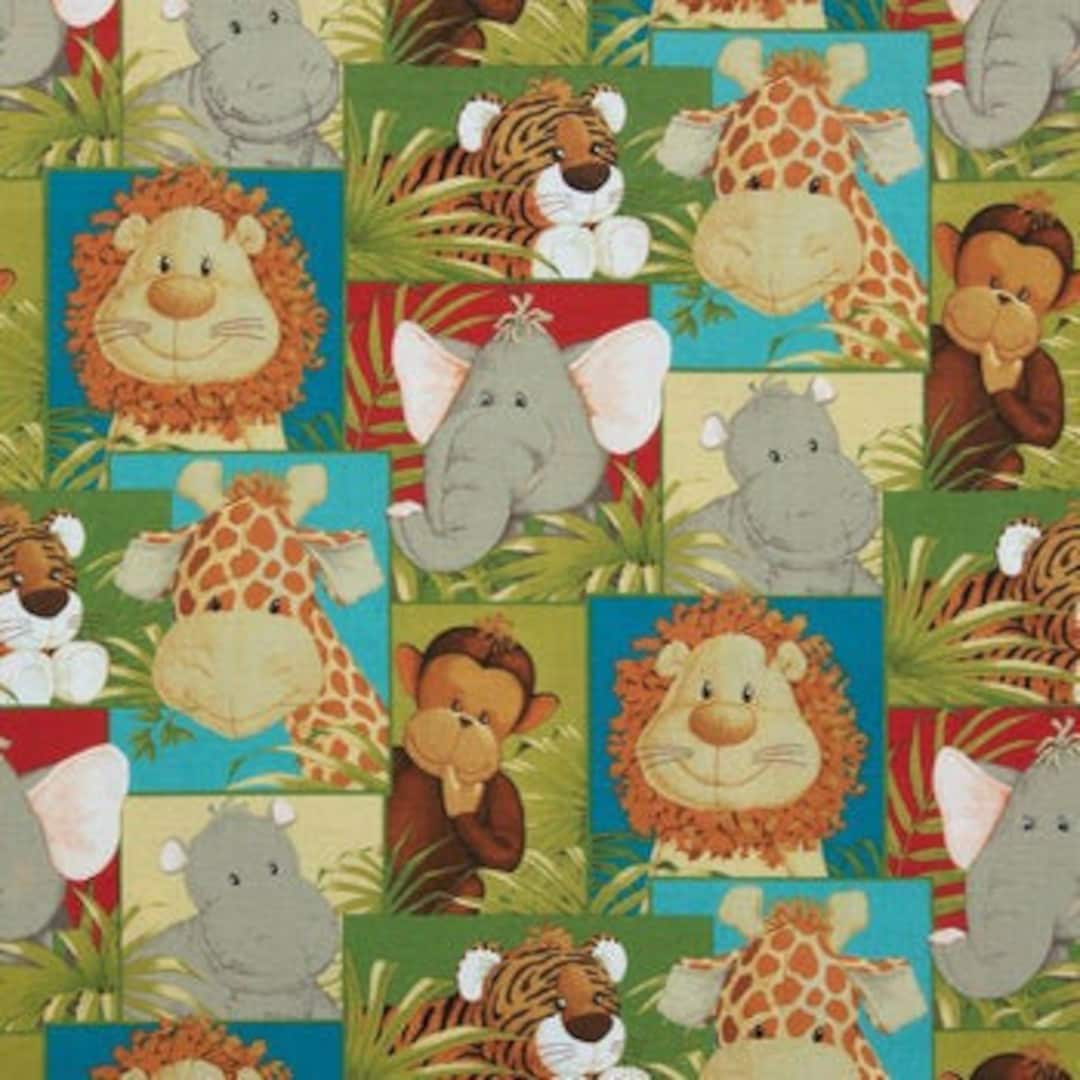 Jungle Babies Fabric Zoo Animals 100 Cotton Quilting Etsy