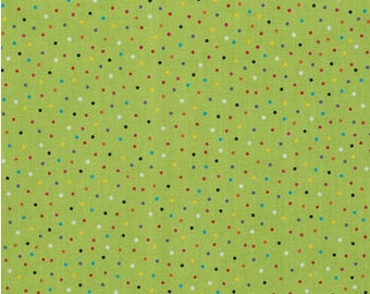 Green Multi-Colored Dots Fabric, Polka Dots, 100% Cotton, Apparel Fabric, Single-Sided, Fabric by the yard, Accessories Fabric