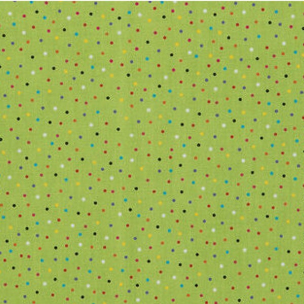Green Multi-Colored Dots Fabric, Polka Dots, 100% Cotton, Apparel Fabric, Single-Sided, Fabric by the yard, Accessories Fabric