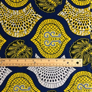 Vibrant Blue and Yellow Floral Ankara Fabric main image 1