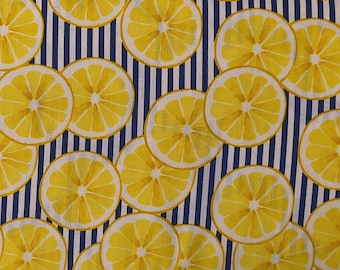 Striped Lemon 100% Cotton Fabric, Apparel & Accessories