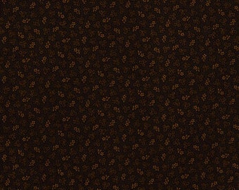 Dark Brown & Gold Floral Fabric, Flowers Fabric, 100% Cotton, Quilting Fabric, Fabric by the yard, Accessories Fabric, Botanical-Garden