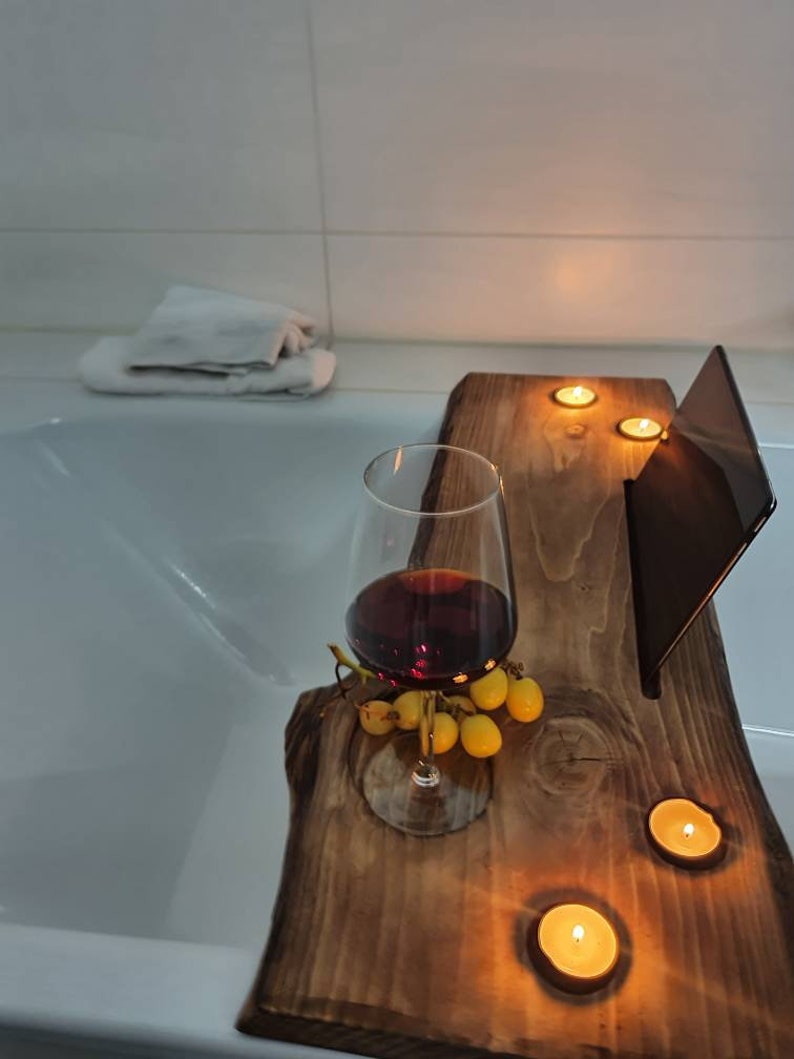 Wooden Bathtub Shelf Bathtub Board With Tablet Holder / Etsy