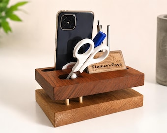 Minimalist desk organizer made of solid wood – handmade office organizer – desk organization – gift for the home office