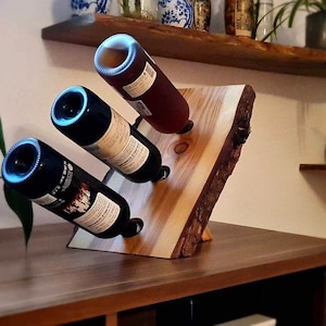 Wine rack with bark/Rustic Wine Rack / Wine bottle rack