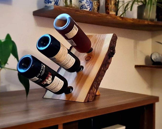 Wine rack with bark/Rustic Wine Rack / Wine bottle rack