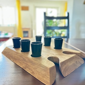 Oak schnapps board / schnapps board including 6 glasses