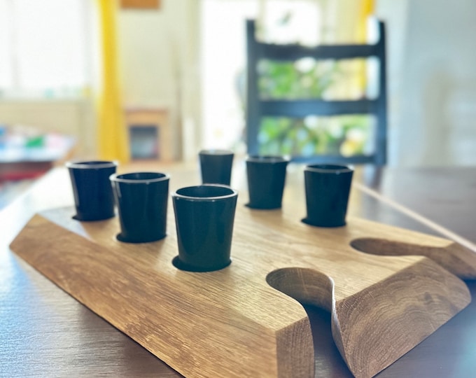 Oak schnapps board / schnapps board including 6 glasses