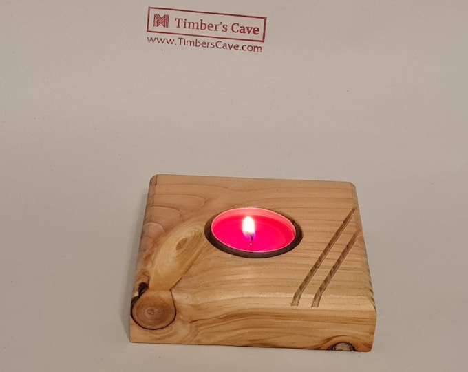 Solid wood tealight holder handmade / candlestick wood square