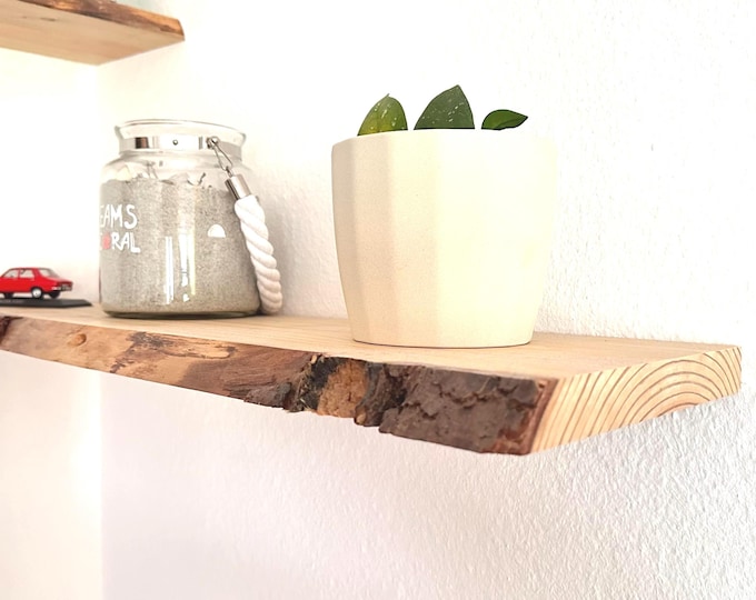 Floating Shelf Solid Wood with Concealed Bracket / Live Edge Floating Shelves