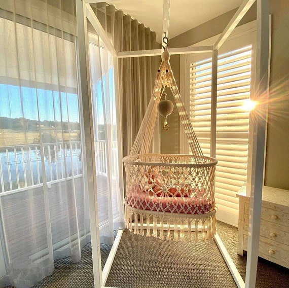 macrame baby cradle