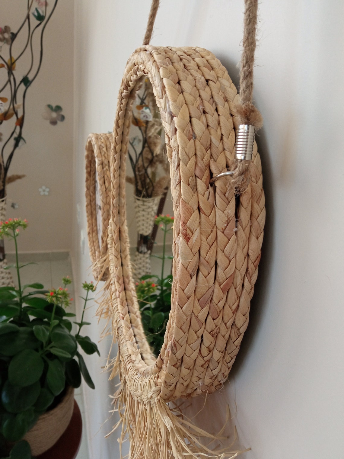 Handmade wicker Wall decor Bohemian wall decorWall clock Etsy