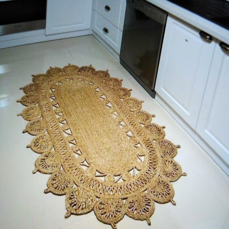 Handmade wicker rug Handmade carpet jute rug round wicker Etsy