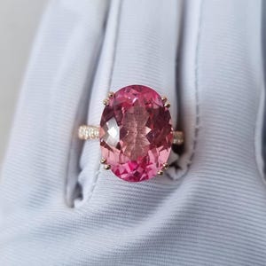 Big Morganite Ring, Oval Cut Ring, Morganite Wedding Ring, 925 Sterling Silver, Engagement Ring, Bridal Ring, Promise Ring For Women image 5