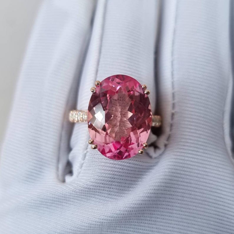 Big Morganite Ring, Oval Cut Ring, Morganite Wedding Ring, 925 Sterling Silver, Engagement Ring, Bridal Ring, Promise Ring For Women image 5