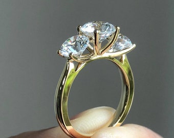 3 Stone Moissanite Ring, Brilliant Cut Moissanite Ring, Moissanite Wedding Ring, Engagement Ring, Promise Ring, 925 Sterling Silver