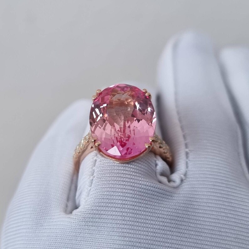 Big Morganite Ring, Oval Cut Ring, Morganite Wedding Ring, 925 Sterling Silver, Engagement Ring, Bridal Ring, Promise Ring For Women image 7