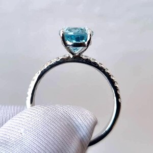 Aquamarine Ring, Oval Cut Aquamarine Ring, Pavé Ring, 925 Sterling Silver, Engagement Ring, Promise Ring, Wedding Ring, Gift for Her image 5