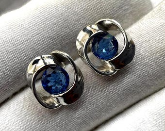 Eleganti orecchini in tanzanite, orecchini con taglio rotondo dal design unico, orecchini a bottone in tanzanite, oro massiccio 14k, orecchini da sposa, orecchini di fidanzamento