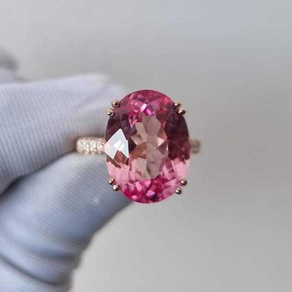 Big Morganite Ring, Oval Cut Ring, Morganite Wedding Ring, 925 Sterling Silver, Engagement Ring, Bridal Ring, Promise Ring For Women