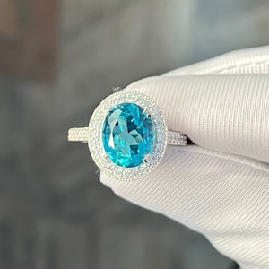Paraiba Halo Ring, Tourmaline Ring, Neon Paraiba Tourmaline Ring, 14k Solid Gold, Wedding Ring, Ring, Engagement Ring, Victorian Ring