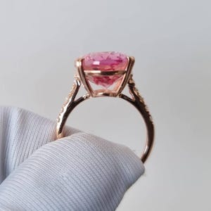 Big Morganite Ring, Oval Cut Ring, Morganite Wedding Ring, 925 Sterling Silver, Engagement Ring, Bridal Ring, Promise Ring For Women image 8