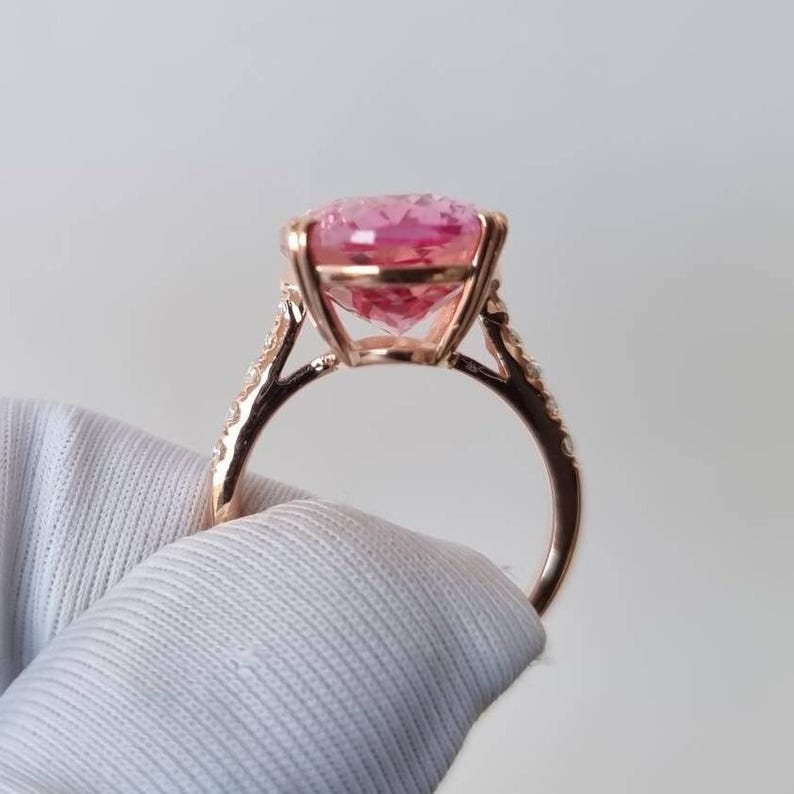 Big Morganite Ring, Oval Cut Ring, Morganite Wedding Ring, 925 Sterling Silver, Engagement Ring, Bridal Ring, Promise Ring For Women image 8