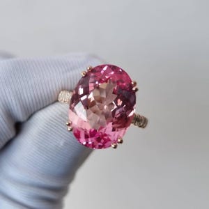 Big Morganite Ring, Oval Cut Ring, Morganite Wedding Ring, 925 Sterling Silver, Engagement Ring, Bridal Ring, Promise Ring For Women image 2