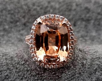 Vintage Morganite Halo Ring, Cushion Cut Morganite Ring, 925 Sterling Silver Pavé Ring, Engagement Ring, Promise Ring, Wedding Ring Gift