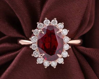 Beautiful Ruby Ring, Vintage Ruby Ring, Oval Cut Ring, Ruby Halo Ring, 925 Sterling Silver, Engagement Ring, Statement Ring, Promise Ring