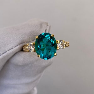 Paraiba Verlobungsring, Turmalinring Neon Paraiba Turmalin Ring, 585 Gold, Ehering, Ring, Viktorianischer Ring, Pave Ring