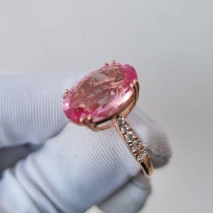 Big Morganite Ring, Oval Cut Ring, Morganite Wedding Ring, 925 Sterling Silver, Engagement Ring, Bridal Ring, Promise Ring For Women image 3