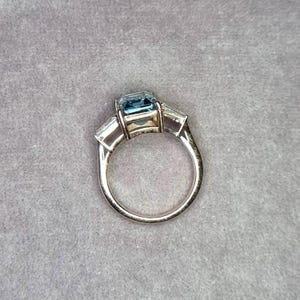 Aquamarine Ring, Elongated Emerald Cut Ring, 925 Sterling Silver, Engagement Ring, Vintage Ring, Unique Ring, Promise Ring, Statement Ring image 10