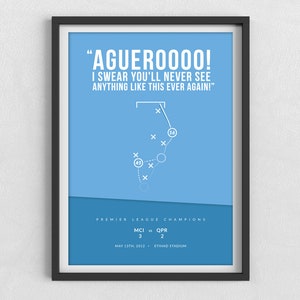 Sergio Aguero | Aguerooooo | Manchester City | Premier League Champions | Football Gifts