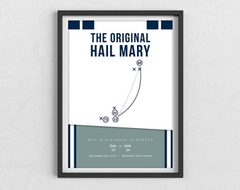 Dallas Cowboys | Roger Staubach | Original Hail Mary | NFL Prints | Birthday Gifts