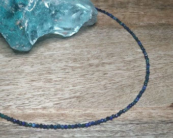 Phoenix lapis lazuli chain faceted * Necklace, blue-green, gemstone chain, choker, pearls, lapis lazuli, 2 mm, noble