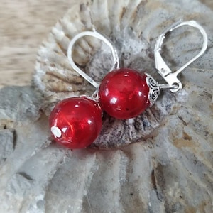 Pendant earrings with pearl, pearl with silver feeder, earrings, hanging