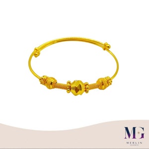 22k 916 Gold Baby Adjustable Bangle (Fancy Beaded)