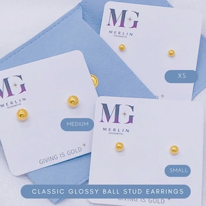 22k 916 Gold Classic Glossy Ball Stud Earrings