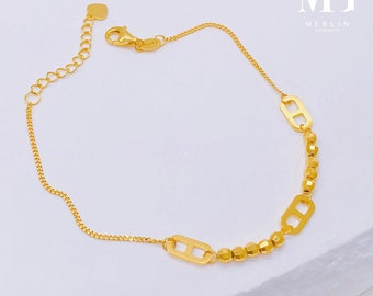 22K 916 Gold Minimalist Series CD x Mini Beaded Bracelet