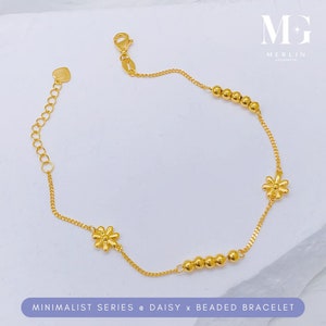 22K 916 Gold Minimalist Series Daisy x Beaded Bracelet