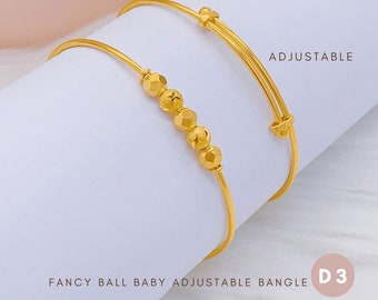 22k 916 Gold Fancy Ball Baby Adjustable Bangle [D03]