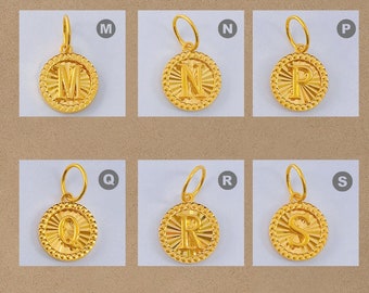 22k 916 Gold Round Diamond Cutting Alphabet (M-S) Pendant