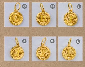 22k 916 Gold Round Diamond Cutting Alphabet (G-L) Pendant
