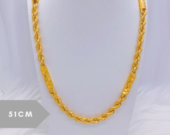 22K Yellow Gold Flat Wheat Chain - Shop Our 22K Gold Rope Chains!