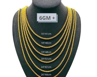 22K 916 Gold Hollow Rope Chain (6gm+)